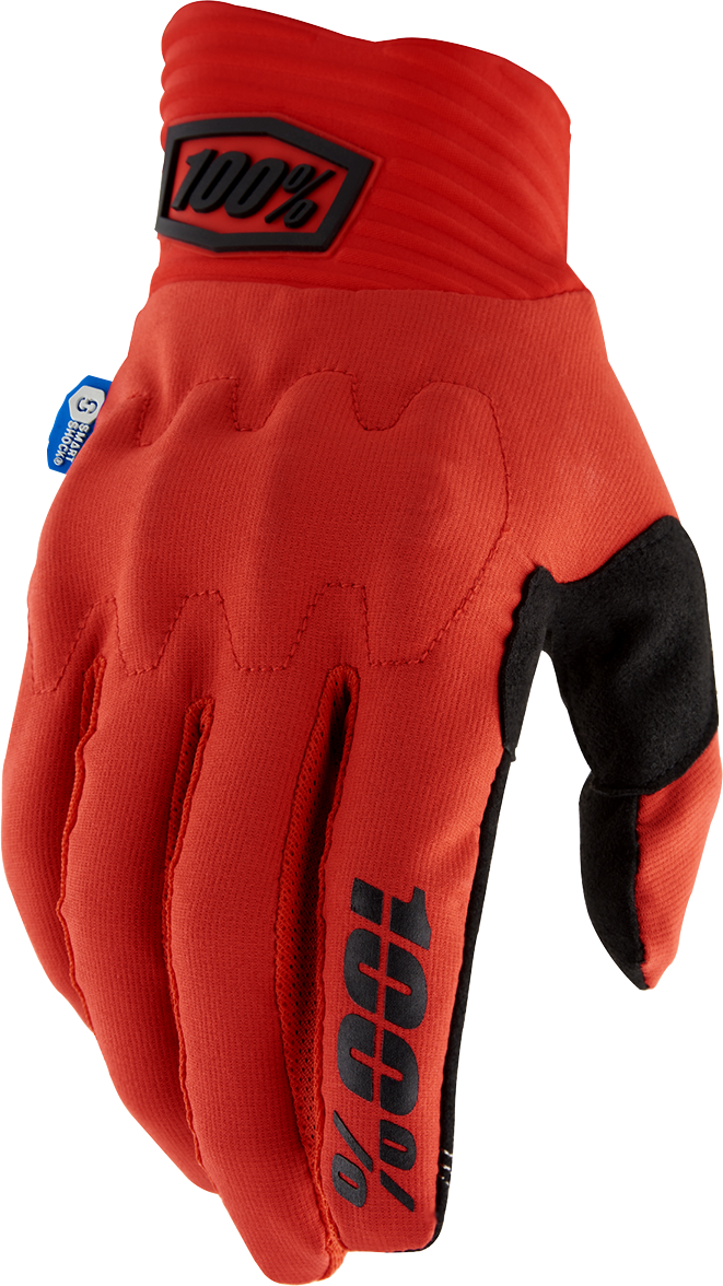 100% Cognito Smart Shock Gloves - Red for Motocross and Off-Road Bikes, Small