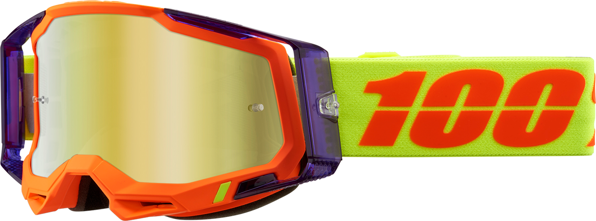 100% Racecraft 2 Goggle - Panam Gold Mirror Lens - Compatible with ATV, MX, Off-Road Bikes
