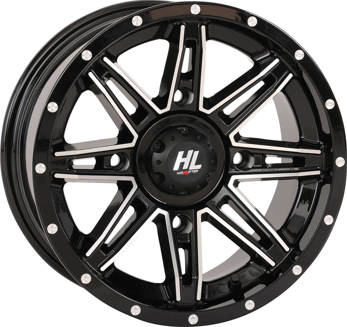 HIGH LIFTER Wheel - HL22 - Front/Rear - Gloss Black w/Machined - 14x7 - 4/156 - 4+3 (+10 mm) 14HL22-1156