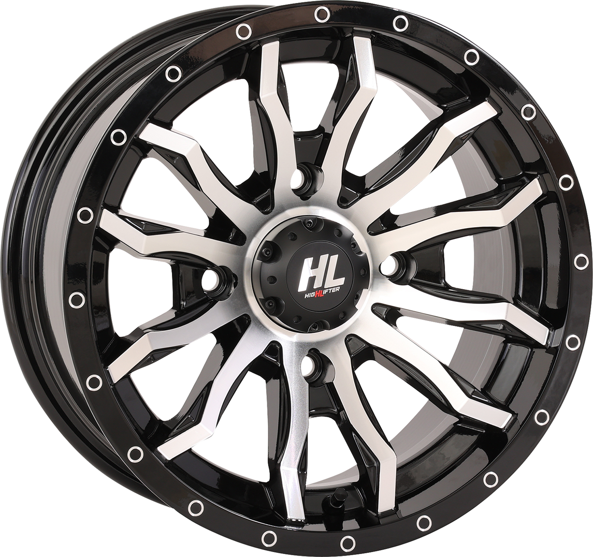 HIGH LIFTER Wheel - HL21 - Front/Rear - Gloss Black w/Machined - 14x7 - 4/156 - 4+3 (+10 mm) 14HL21-1156