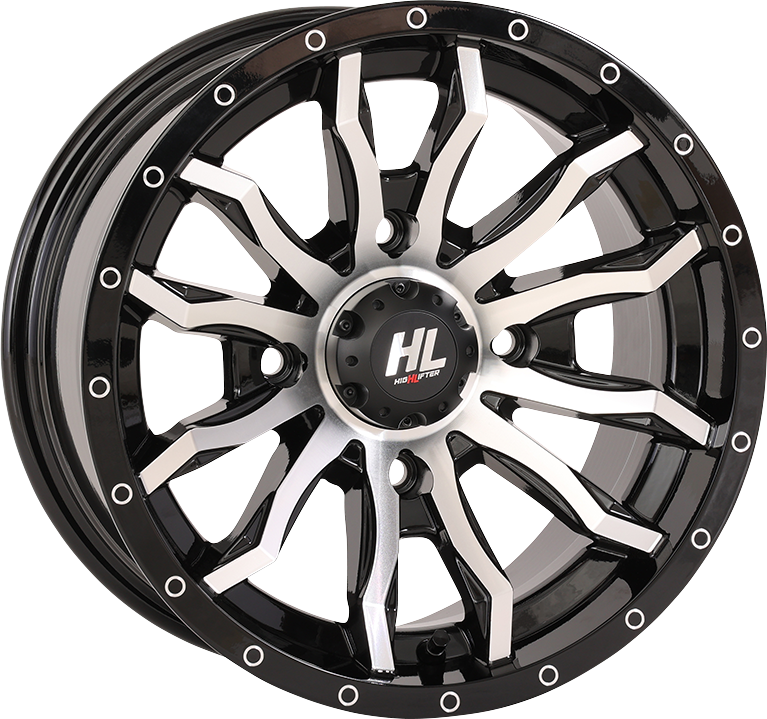 HIGH LIFTER Wheel - HL21 - Front/Rear - Gloss Black w/Machined - 22x7 - 5/4.5 - 4+3 (+10 mm) 22HL21-1145