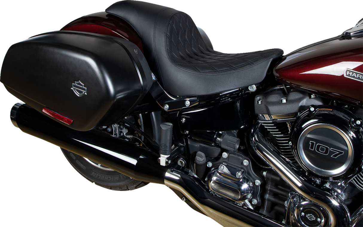 DRAG SPECIALTIES SEATS Predator Seat - Double Diamond with Black Stitching for Harley-Davidson FLSB/FXLR 2018-2023