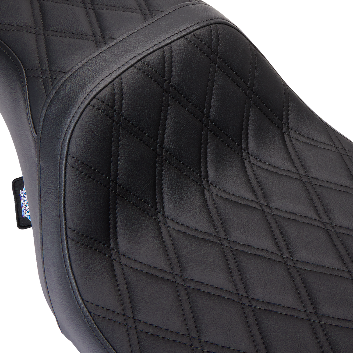 Drag Specialties Seats Predator 1Up Seat with Vinyl Cover for Harley FLH 2008-2023, Double Diamond Black Stitch - Part #0801-1483
