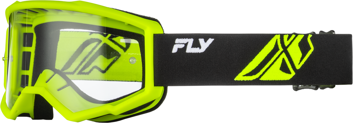 Fly Racing Focus Goggle Black/Hi Vis with Clear Lens - ATV, Motocross, Off-Road Safety Gear