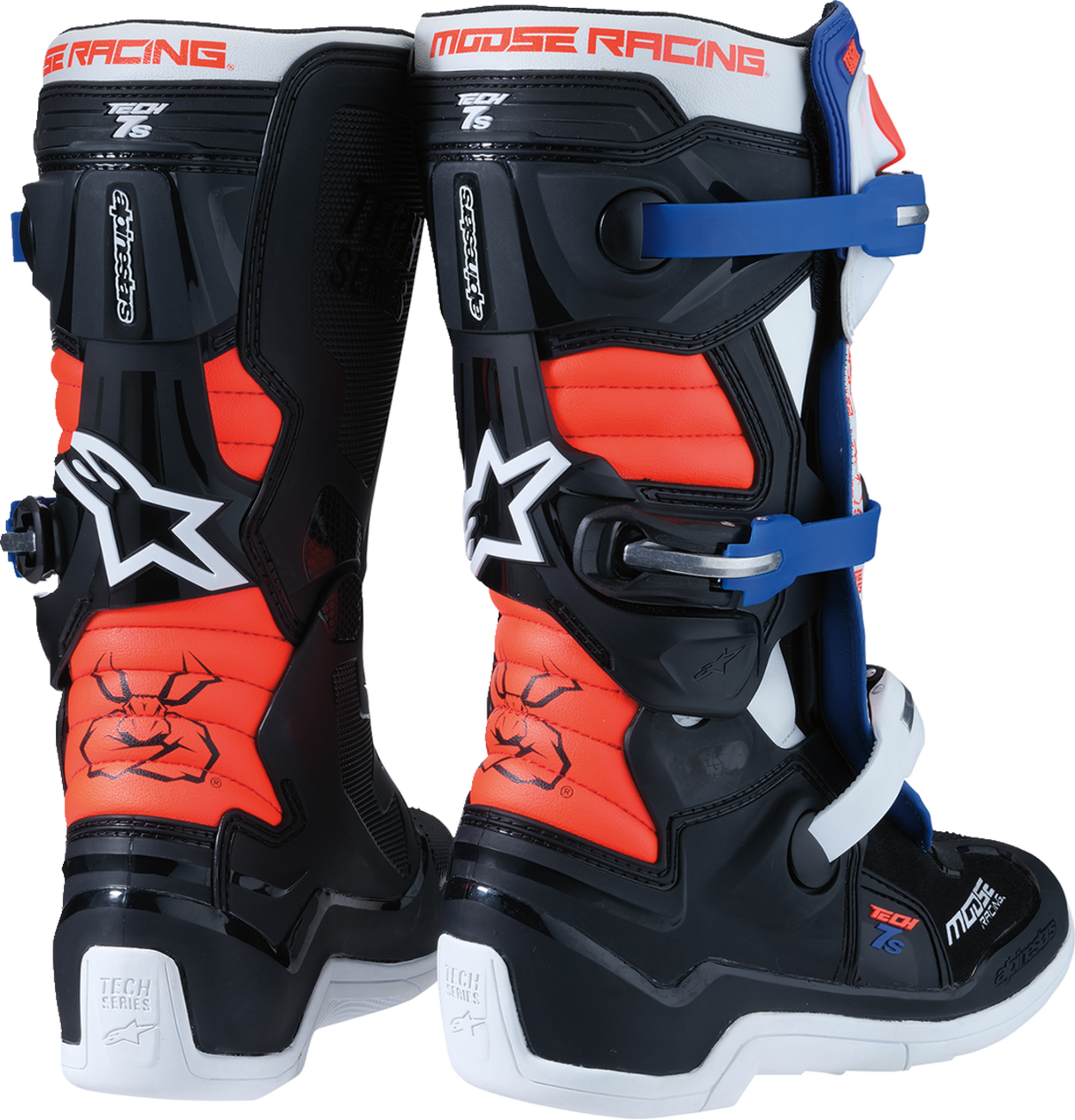 MOOSE OFFROAD Youth Tech 7S Boots - Black/White/Red/Blue - US 8 0215024-1297-8