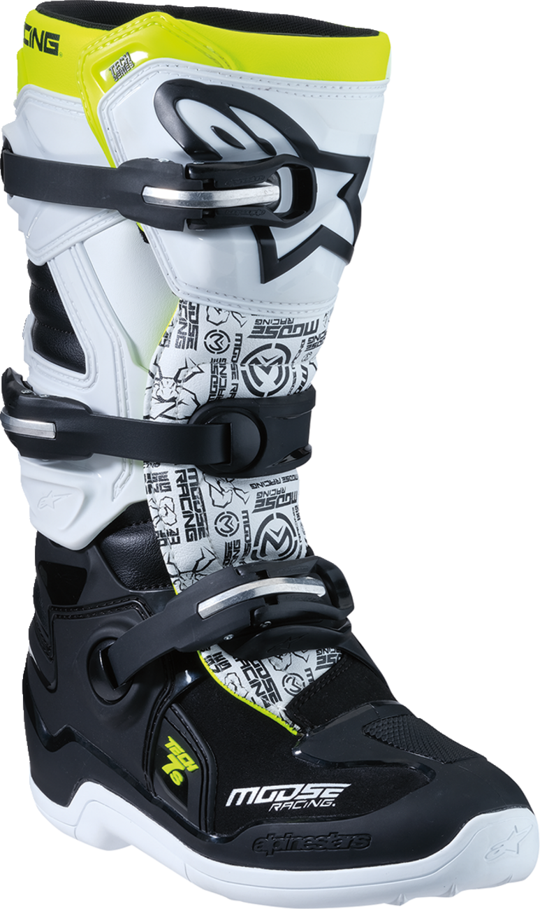 MOOSE OFFROAD Youth Tech 7S Boots - Black/White/Yellow - US 4 0215024-125-4