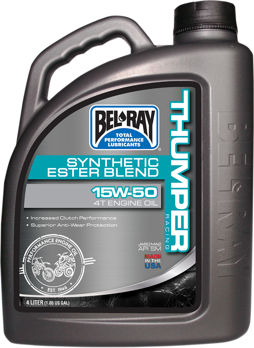 BEL-RAY Thumper Synthetic Blend 4T Oil 15W-50 - 4L | Compatible with Off-Road & Racing Motorcycles and ATVs