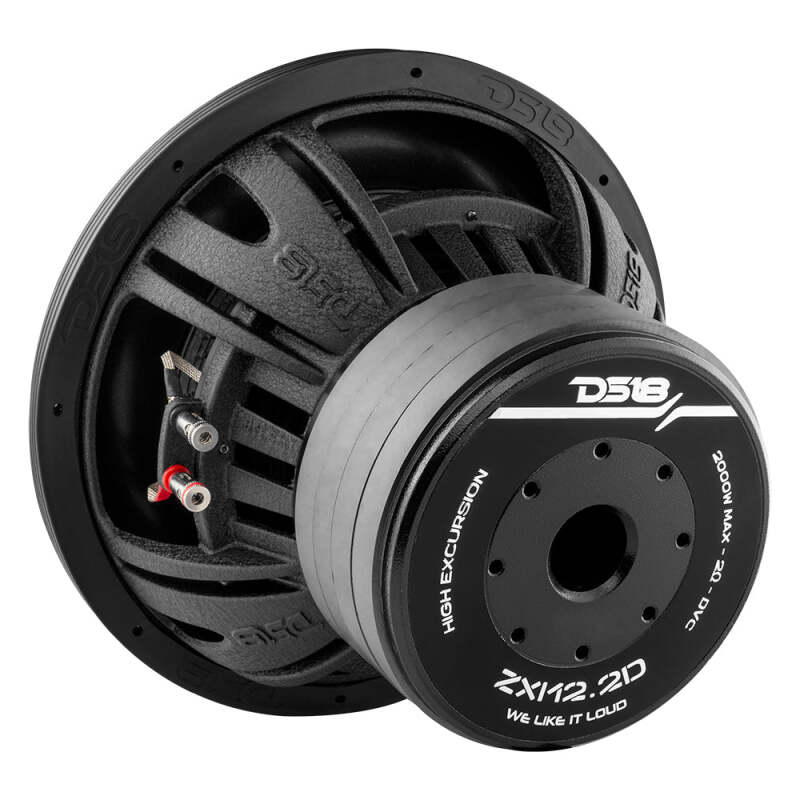 DS18 ZXI12.2D 12-inch 1000W RMS Dual 2 Ohm High Excursion Subwoofer for Car Audio