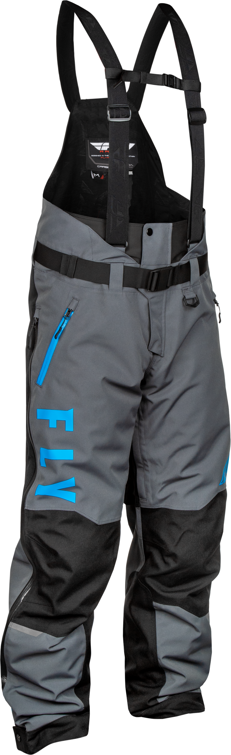 Fly Racing Carbon Bib Grey and Blue Small for Motocross and Off-Road Vehicles