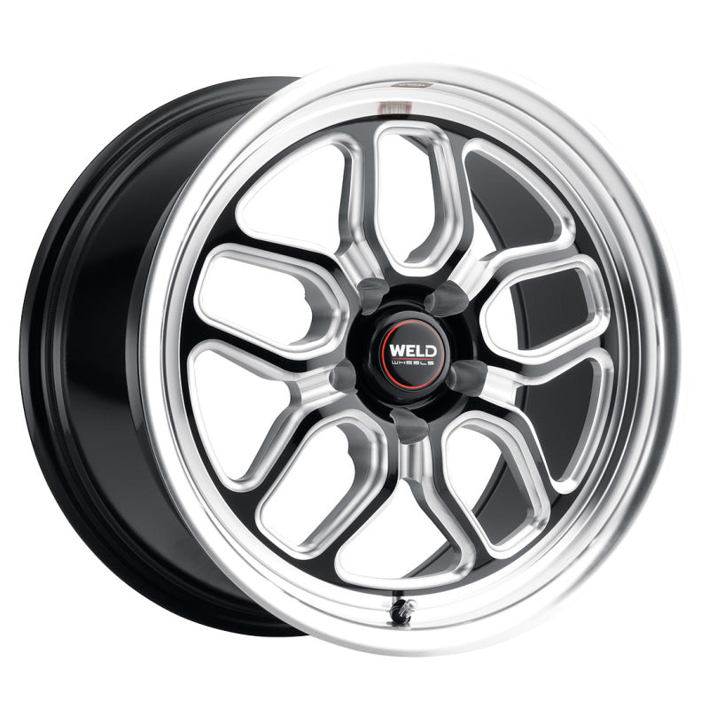 Weld Racing Laguna Drag 17x5 Alloy Wheel with 5x114.3 Bolt Pattern, ET -21, Gloss Black Finish, Part S1527C067N21