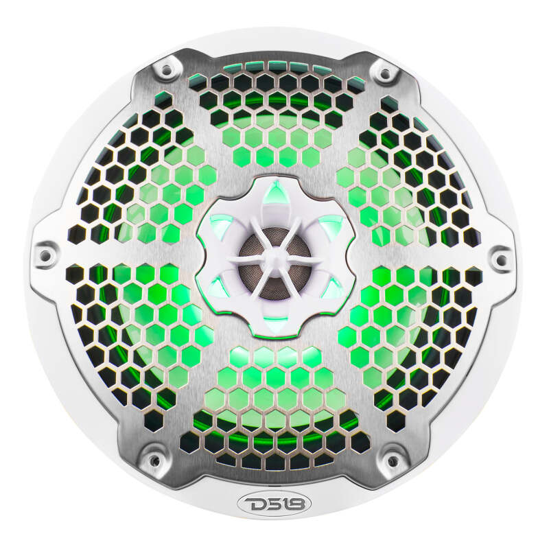 DS18 NXL-M Series 8-Inch Marine and Powersports Speaker with RGB LED Lights – White Finish