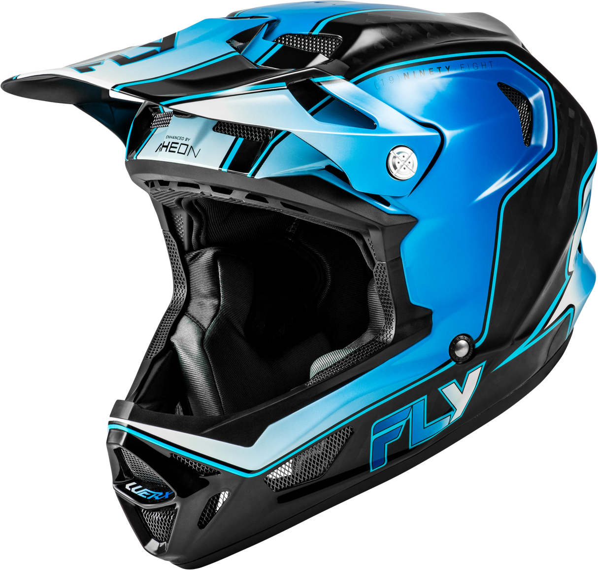 Fly Racing Werx R Flow Carbon Helmet Black Carbon/Blue/White – X-Small, Motorcycle Helmet with Impact Protection and Ventilation