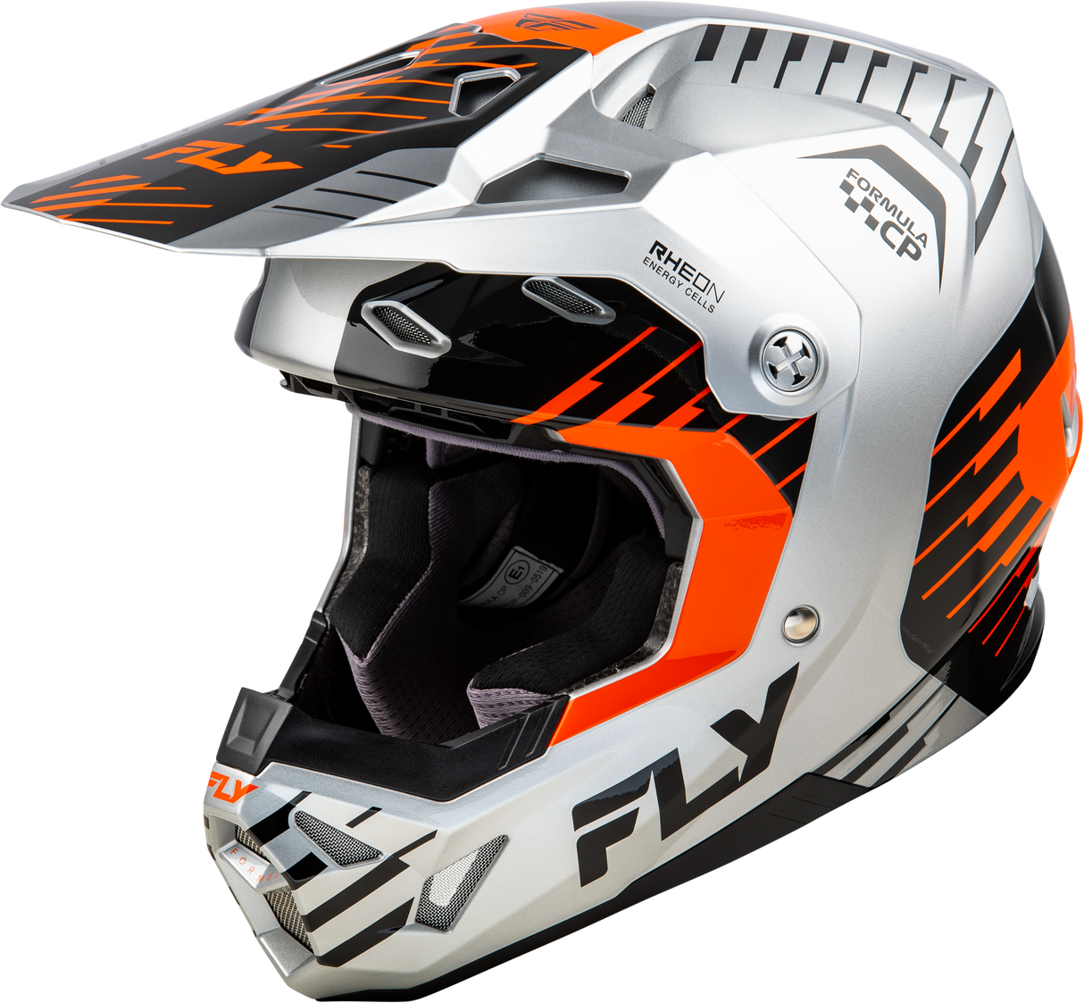 Fly Racing Formula Cp Slice Helmet Grey/Orange/Black XS – Lightweight Motorcycle Helmet with Impact Absorption for Off-Road and Street Riding