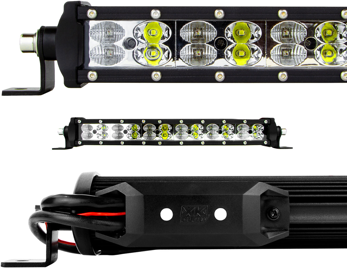 XK GLOW 14-Inch RGBW Light Bar with Bluetooth Control for Jeep Wrangler, Silverado, and More - Part Number XK-BAR-14