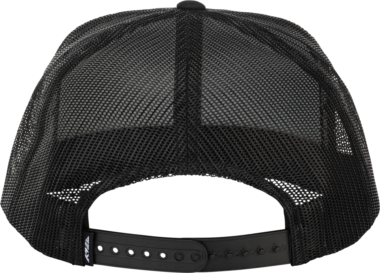 Fly Racing Black Trucker Hat - Adjustable Snapback Cap with Curved Bill for Men and Women