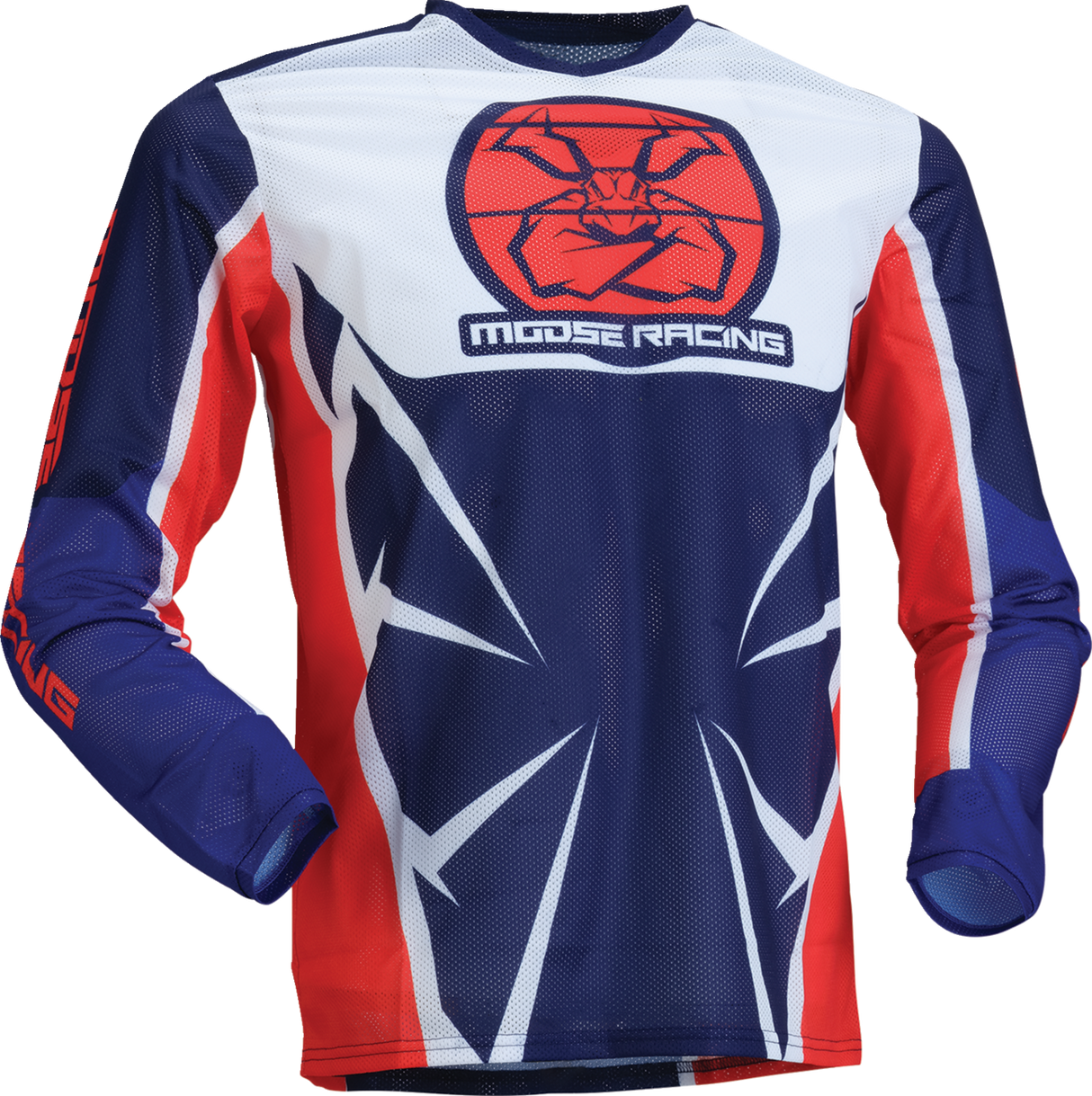 MOOSE OFFROAD Youth Agroid Mesh Jersey - Red/White/Blue, Large | Durable Performance Wear for Off-Road Vehicles