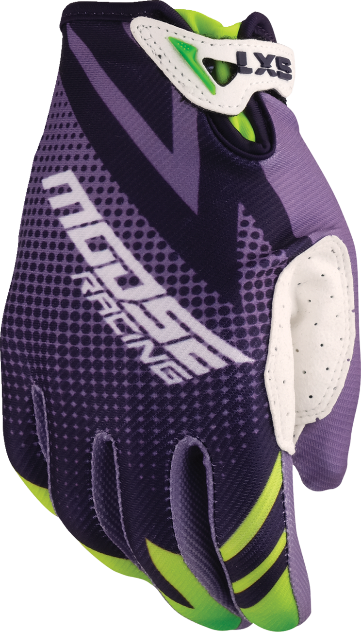MOOSE OFFROAD Youth SX1™ Gloves - Purple/Green, Small | Off-Road Motorcycle Riding Gear for Kids