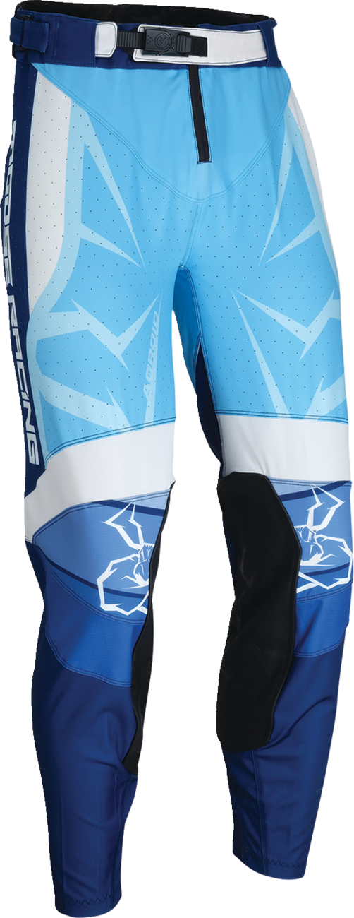 MOOSE OFFROAD Agroid Pants - Blue/White US 28 Slim Fit with Knee Armor Compatibility