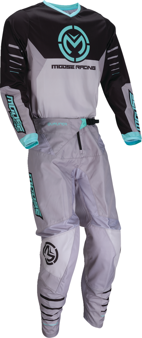MOOSE OFFROAD Qualifier® Jersey 2XL Gray/Teal - Durable Polyester Performance Fit for UTV, ATV, and Off-Road Vehicles