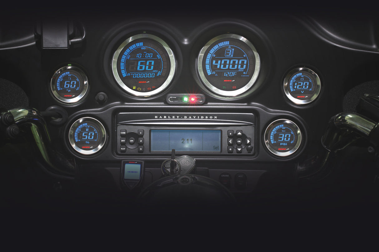 KOSO HD 02 Series Gauge Kit with Silver Bezel for Harley-Davidson FLHTC Electra Glide Classic (2004-2013)