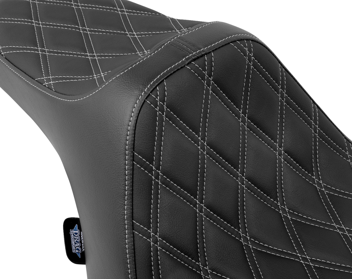 Drag Specialties Seats Predator III Double Diamond Seat with Silver Stitching for Harley FLT/FLH 2023-2024 – Model 4686C