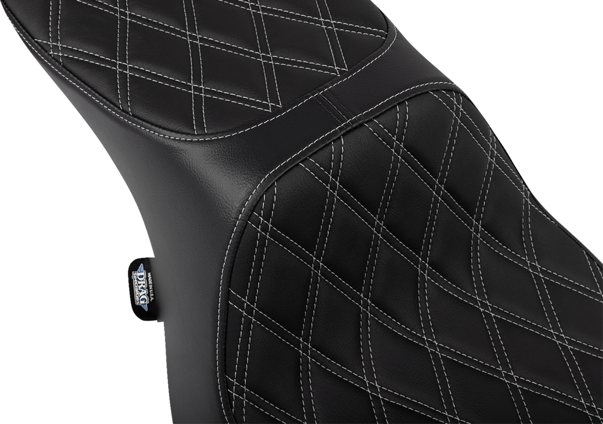 Drag Specialties Seats Predator 2-Up Seat - Vinyl - Double Diamond Silver Stitch for Harley FLTR/FLHX 2023-2024 (Part No. 4692C)