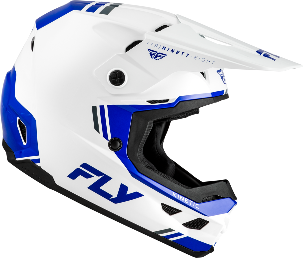 FLY Racing Kinetic Verdict Helmet for Off-Road Motorcycles – White/Blue/Grey, Size L