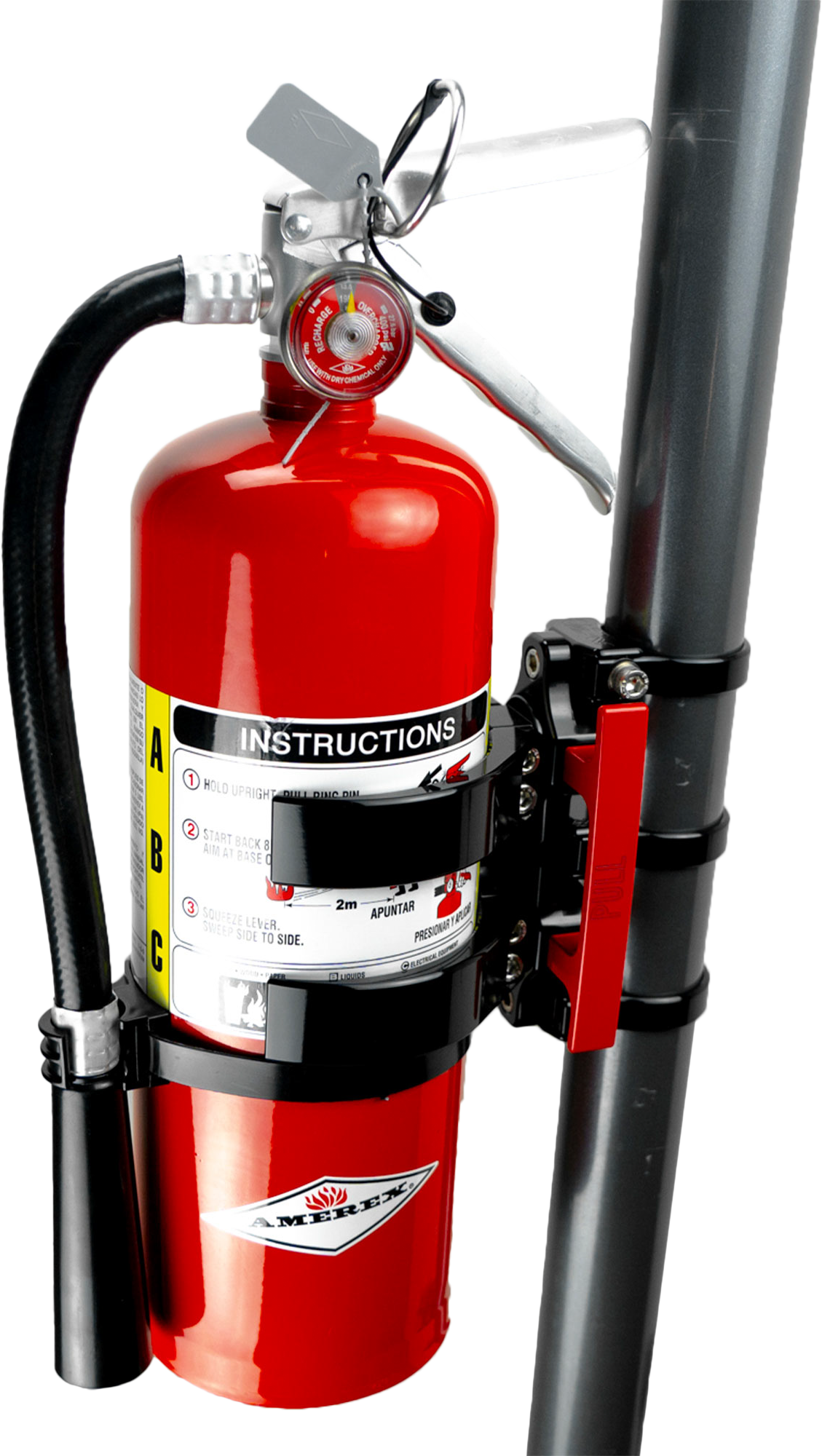 AXIA MODFM5-BK Quick Release Fire Mount for 5lb Amerex Fire Extinguisher - Universal Fit for UTVs with Horizontal Roll Cage Bars