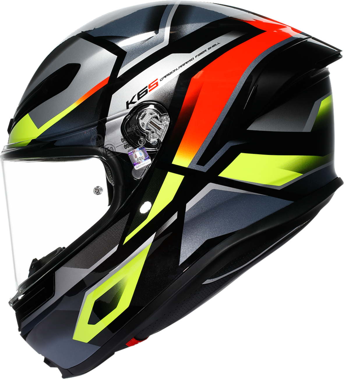 AGV K6 S Erazer Motorcycle Helmet - Black/Red/Yellow Fluo – Small | Fits Honda, Yamaha, Kawasaki, Suzuki, Ducati, BMW, KTM, and more
