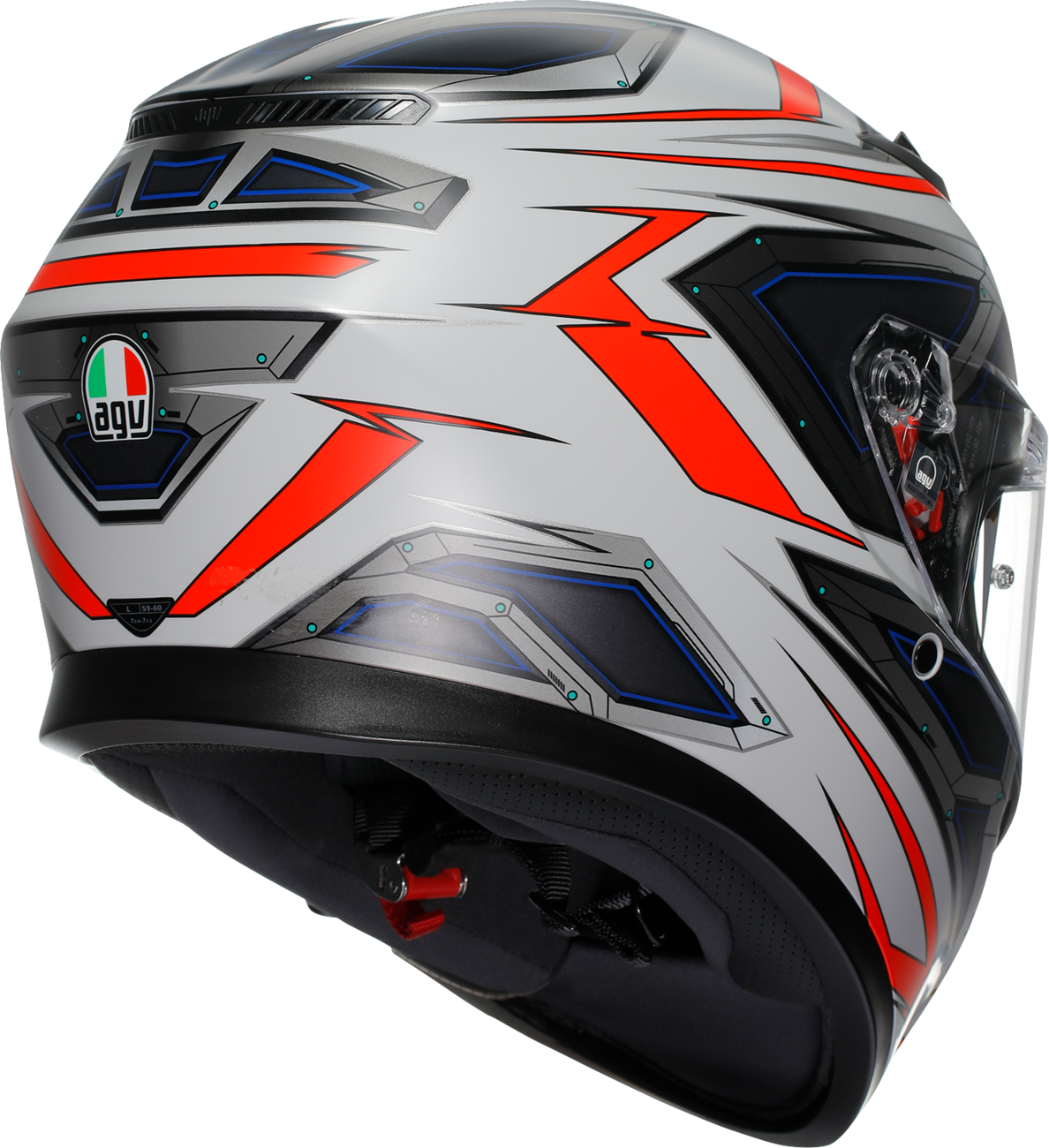 AGV K3 Helmet Space Matte White/Red Fluo - Large - Compatible with Honda CBR600RR, Yamaha YZF-R6, Kawasaki Ninja ZX-6R, Suzuki GSX-R600, and more
