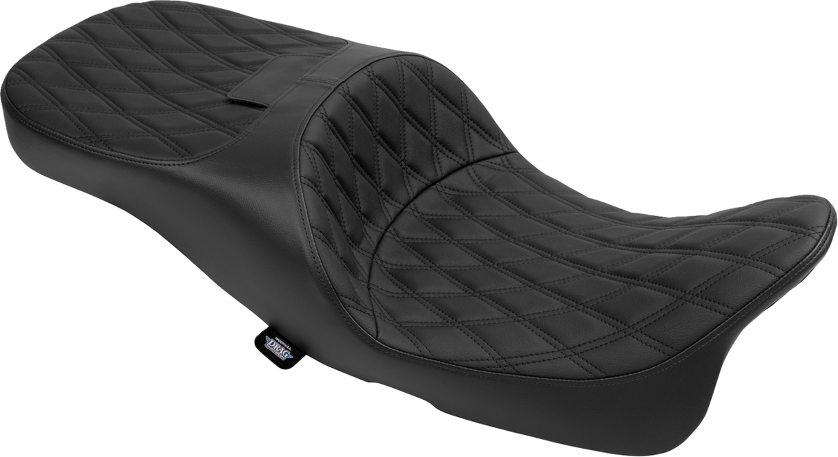 Drag Specialties Seats Extended Reach Freedom Seat for Harley FLHX, FLTRX, FLHR, FLHTCU 2009-2025 - Black Vinyl with Double Diamond Stitch