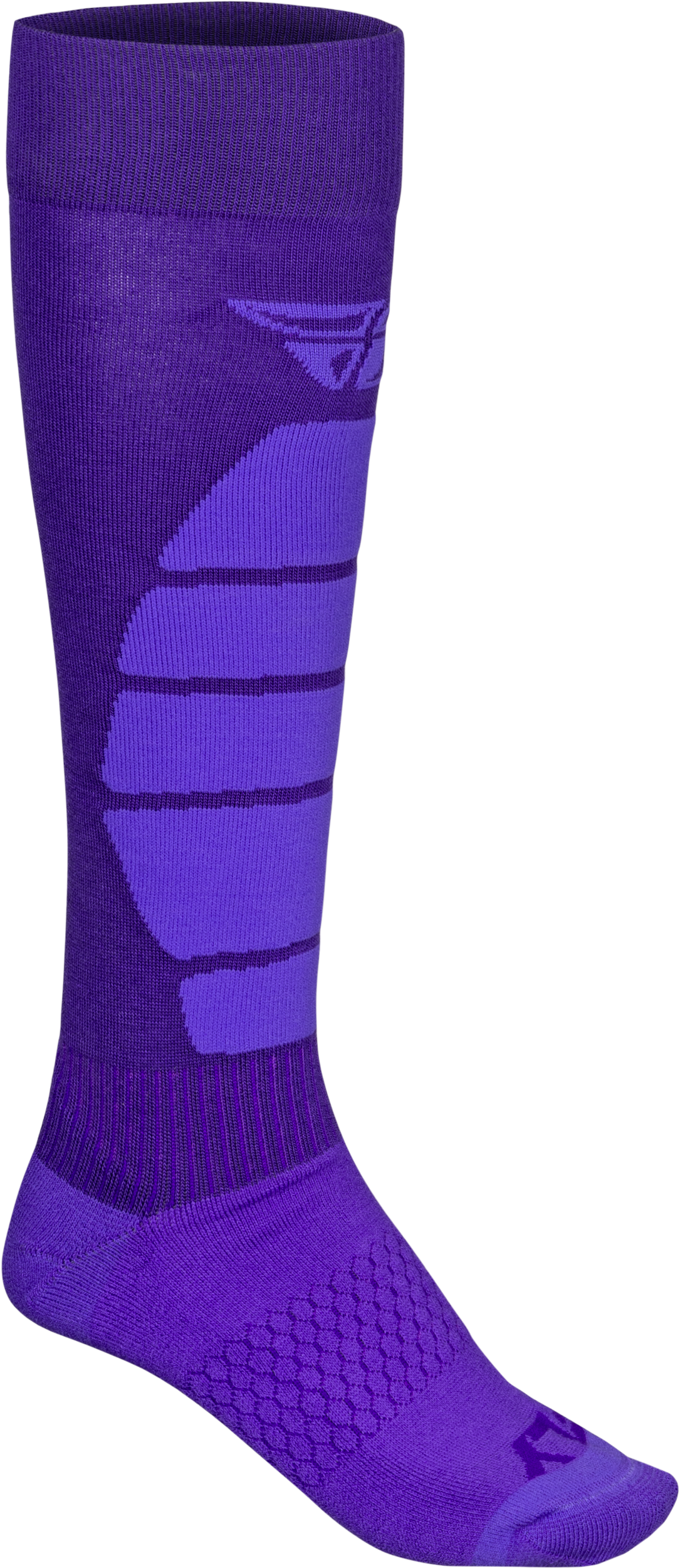 Fly Racing Snow Performance Coolmax Sock Purple Sm/Md - All-Season Motorcycle Riding Sock with Reinforced Toe & Heel, Micro Rib Elastic Comfort Cuff, and Shin Cushion