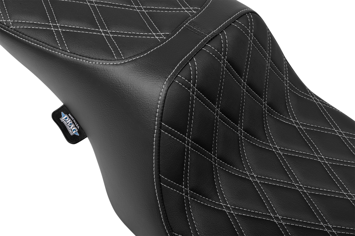 Drag Specialties Seats Predator 2-Up Seat for Harley FL 1997-2007 with Silver Stitching