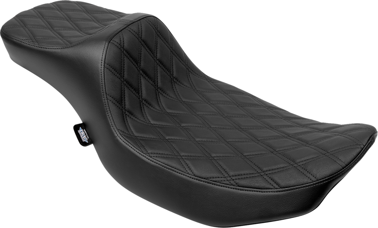 Drag Specialties Seats Predator III Extended Reach Seat for Harley FLH/FLT 2023-2024, Double Diamond Black Vinyl Part #4705B