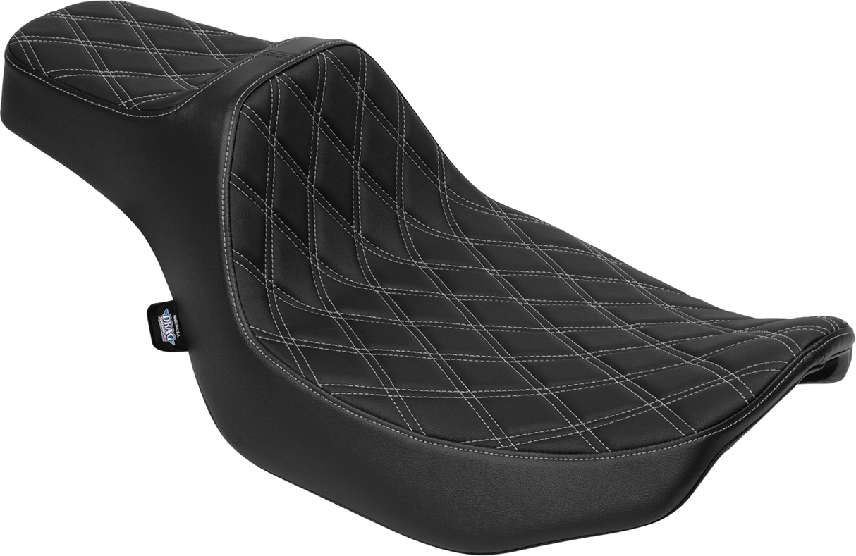 DRAG SPECIALTIES SEATS Predator III Extended Reach Seat for Harley FLT/FLH 2023-2025 - Silver Double Diamond Stitch