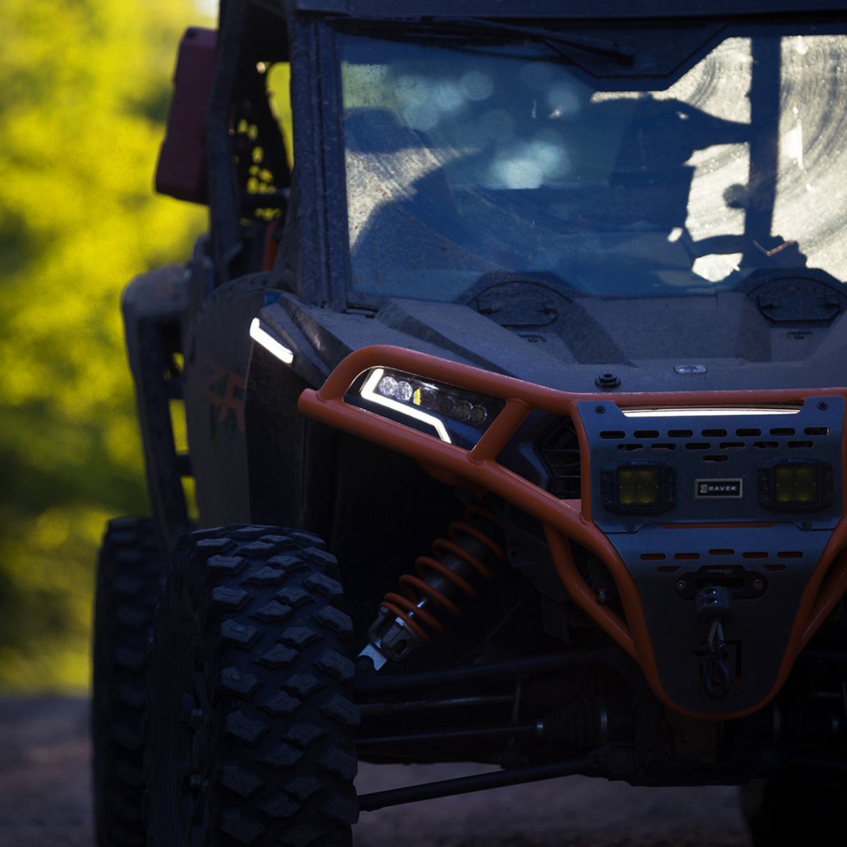 RAVEK Front Bumper/Skid Plate with Amber Lights - Orange - RZR XP 1000 64-317ORLA