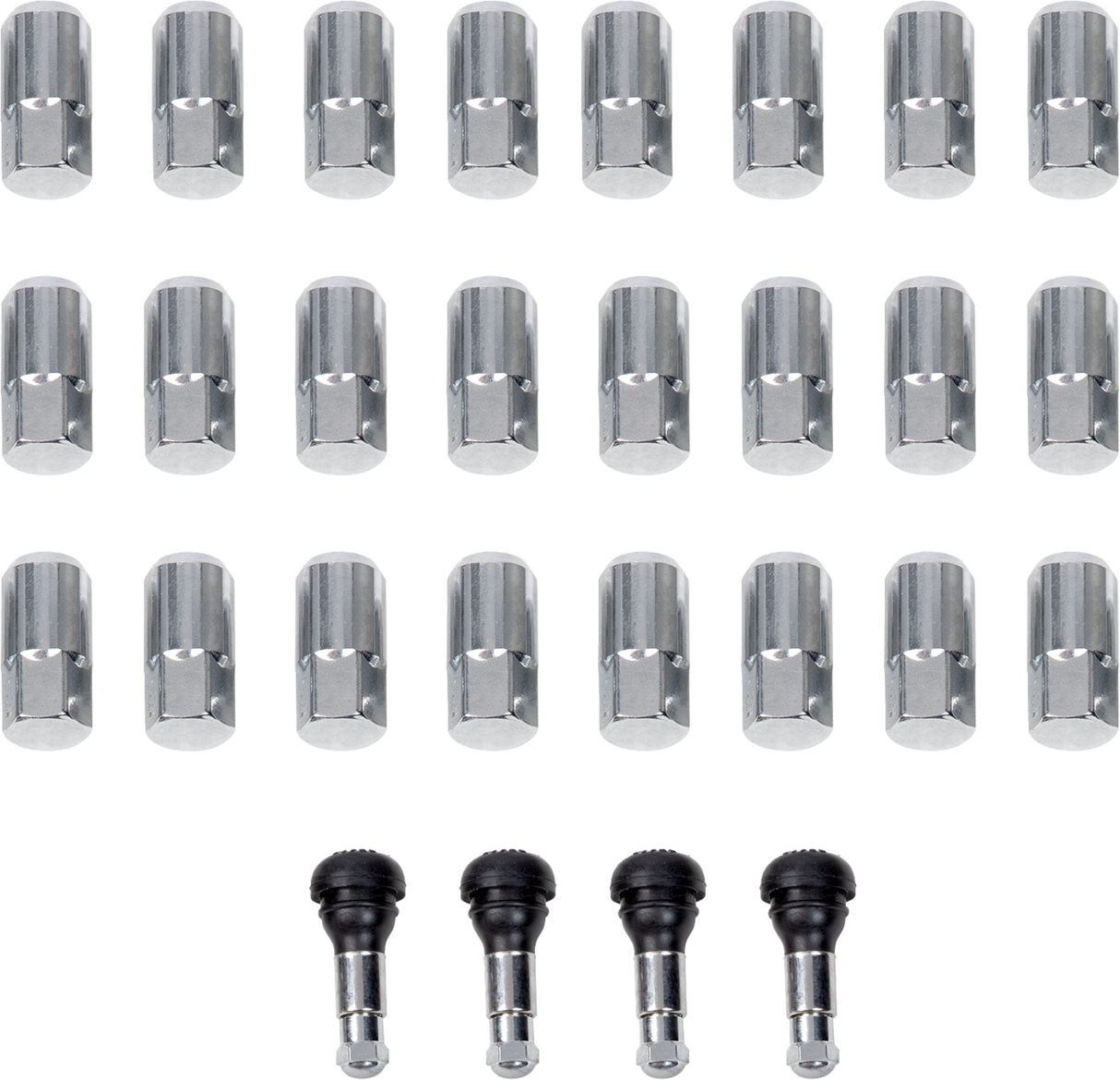 MOOSE OFFROAD Lug Nuts with Valve Stems for 12 mm x 1.50 Vehicles - Chrome Tapered - Pack of 24 (Part No. SP300MO207-24)