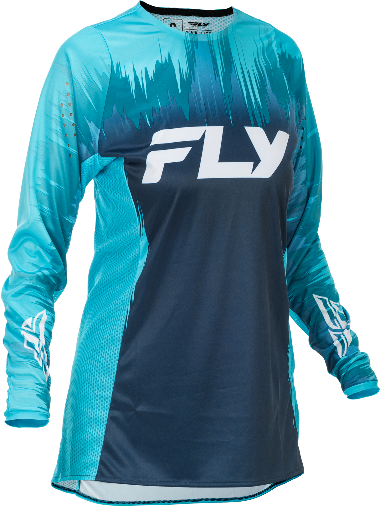 Fly Racing Women's Lite Jersey Aqua/Navy/White XL – Motorcycle Riding Jersey with Ventilation, Athletic Fit, and Taped Collar