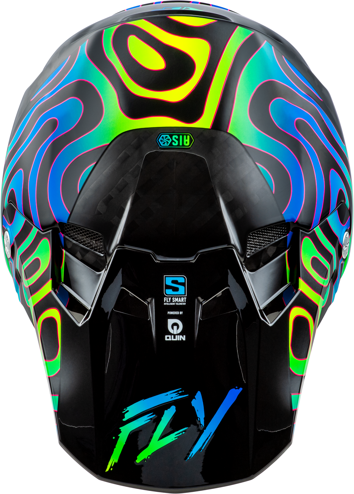 Fly Racing Formula S Carbon Zen Helmet for Off-Road & Motocross - Black Carbon/Blue/Yellow, Large - Motorcycle Helmet with Crash Detection & Advanced Safety Features