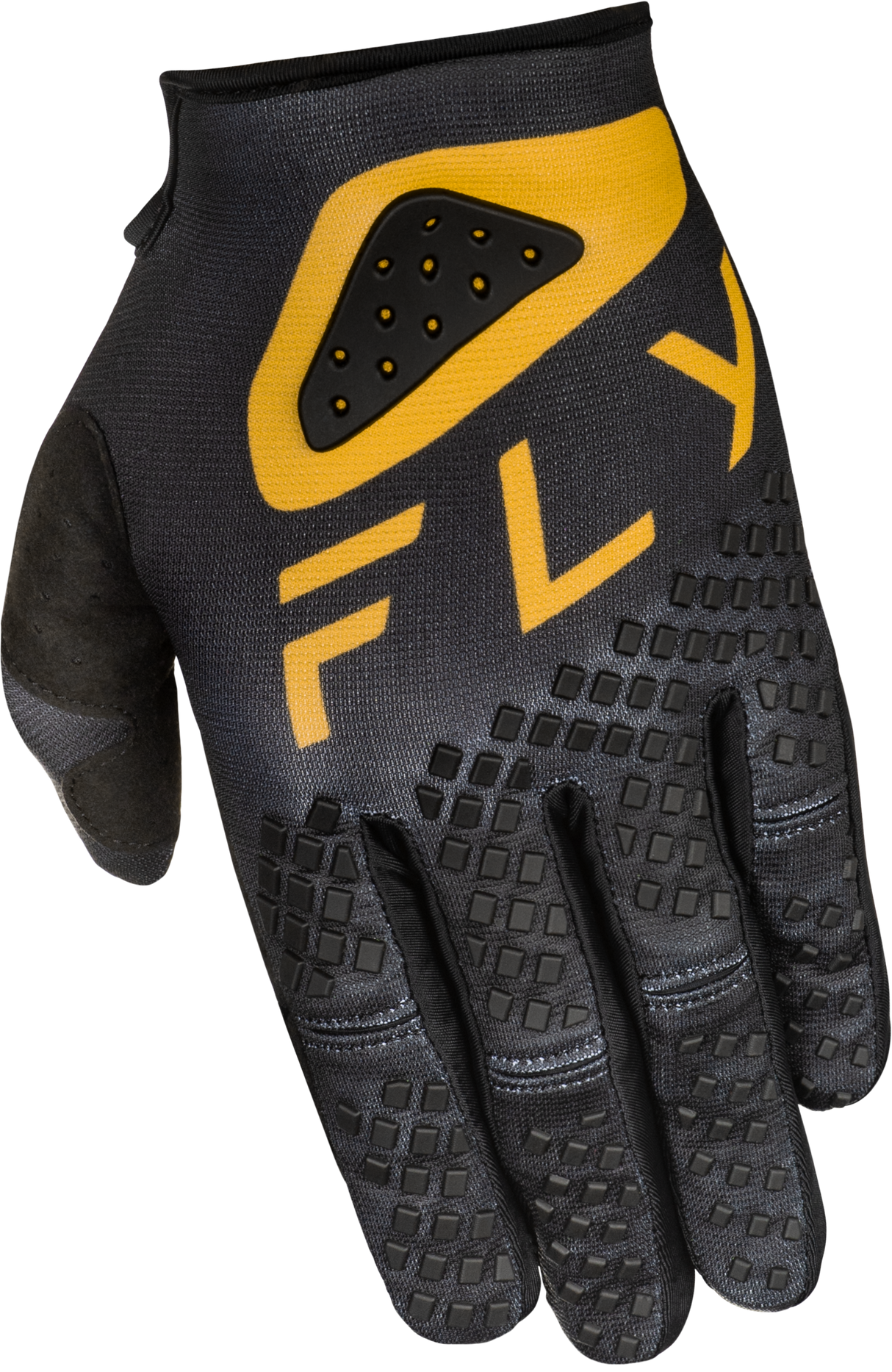 Fly Racing Kinetic Center Gloves Black/Gold Medium – Motorcycle Racing Gloves with Reinforced Palm & Ventilated Design