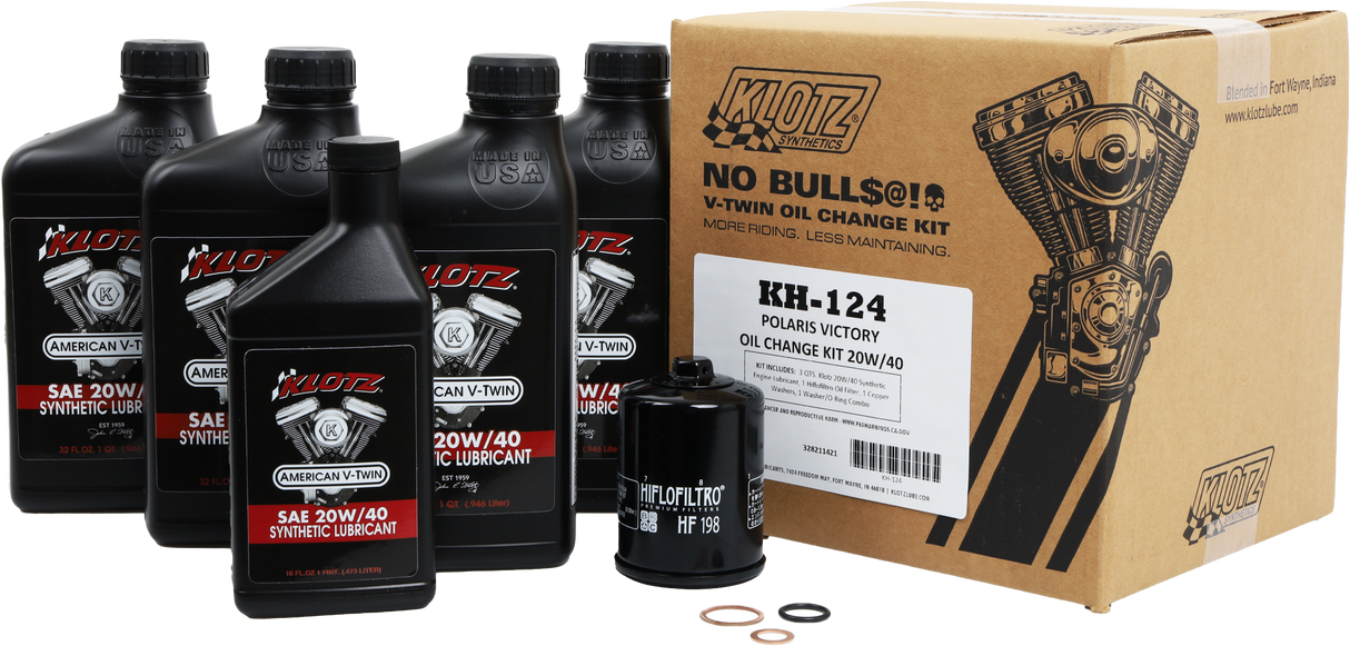 KLOTZ Victory 4.5 Qt Synthetic Oil Change Kit for Motorcycles