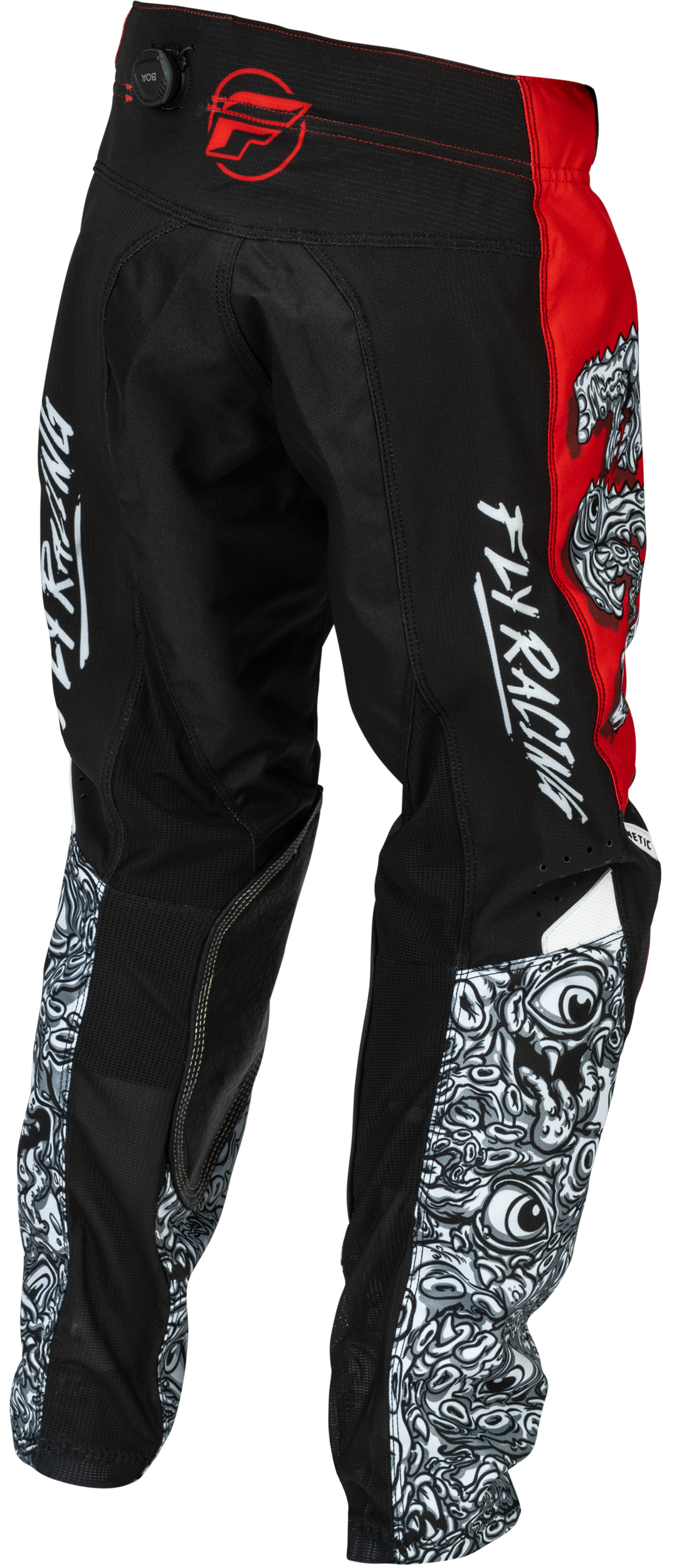 Fly Racing Youth Kinetic Mutant Pants – Size 24, Red/White/Black – Durable Motorcycle Riding Trousers with Mesh Liner and Adjustable Fit
