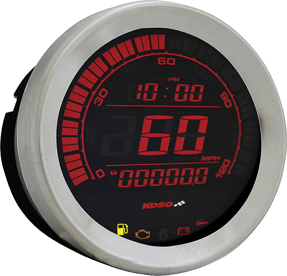 KOSO HD 02 Series Gauge Kit with Silver Bezel for Harley-Davidson FLHTC Electra Glide Classic (2004-2013)