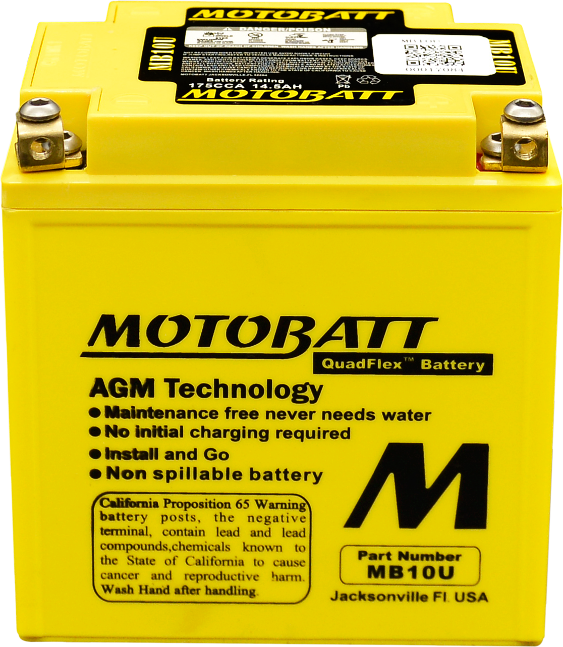 Motobatt MB10U Quadflex Sealed AGM Battery for Motorcycle and Powersports Vehicles