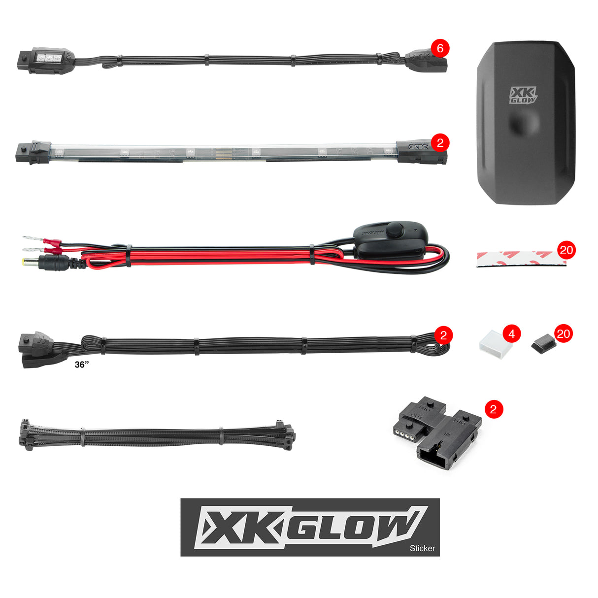XK GLOW Mini Accent Light App Kit 8pc for Motorcycle - Bluetooth RGB LED Lighting with Color Capture and Custom Themes