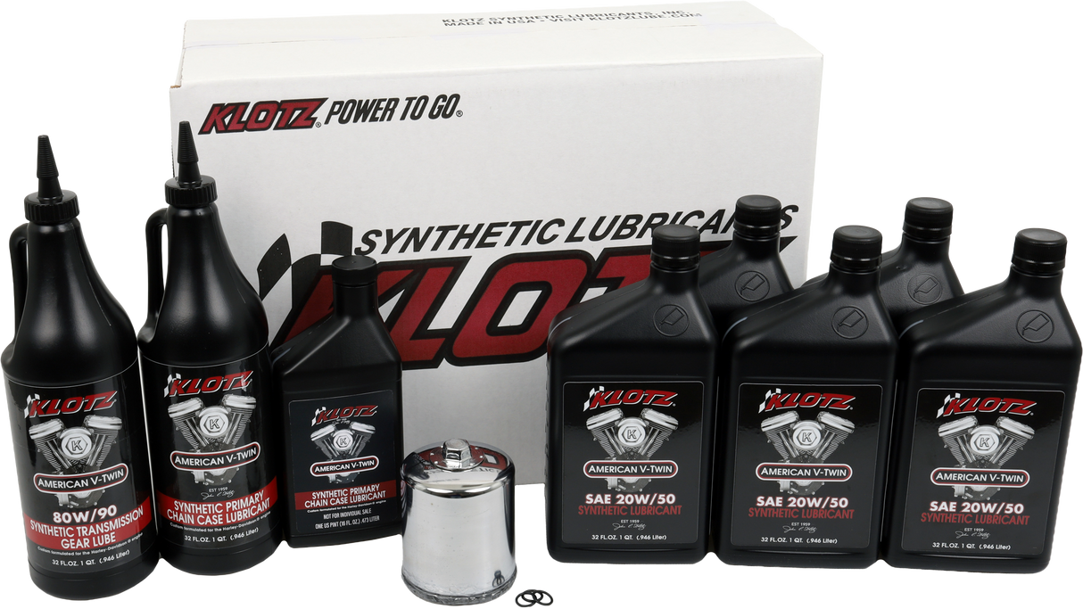 Klotz Premium Harley Davidson 5 Quart Synthetic Oil Change Kit - Fits Harley Davidson Models