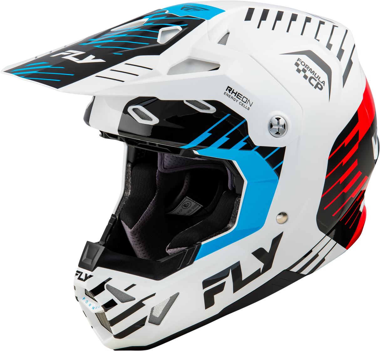 Fly Racing Formula CP Slice Helmet White/Red/Cyan XL – Lightweight Impact-Resistant Motorcycle Helmet for Street and Off-Road Use