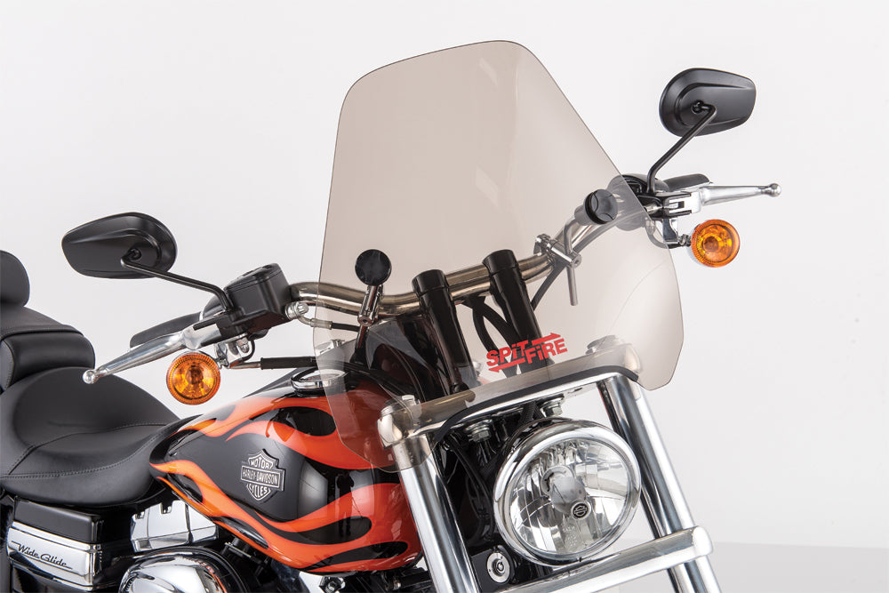 SLIPSTREAMER S-06-T-1.25 inch Spitfire Windshield with Smoke Tint and Black Hardware for Motorcycle