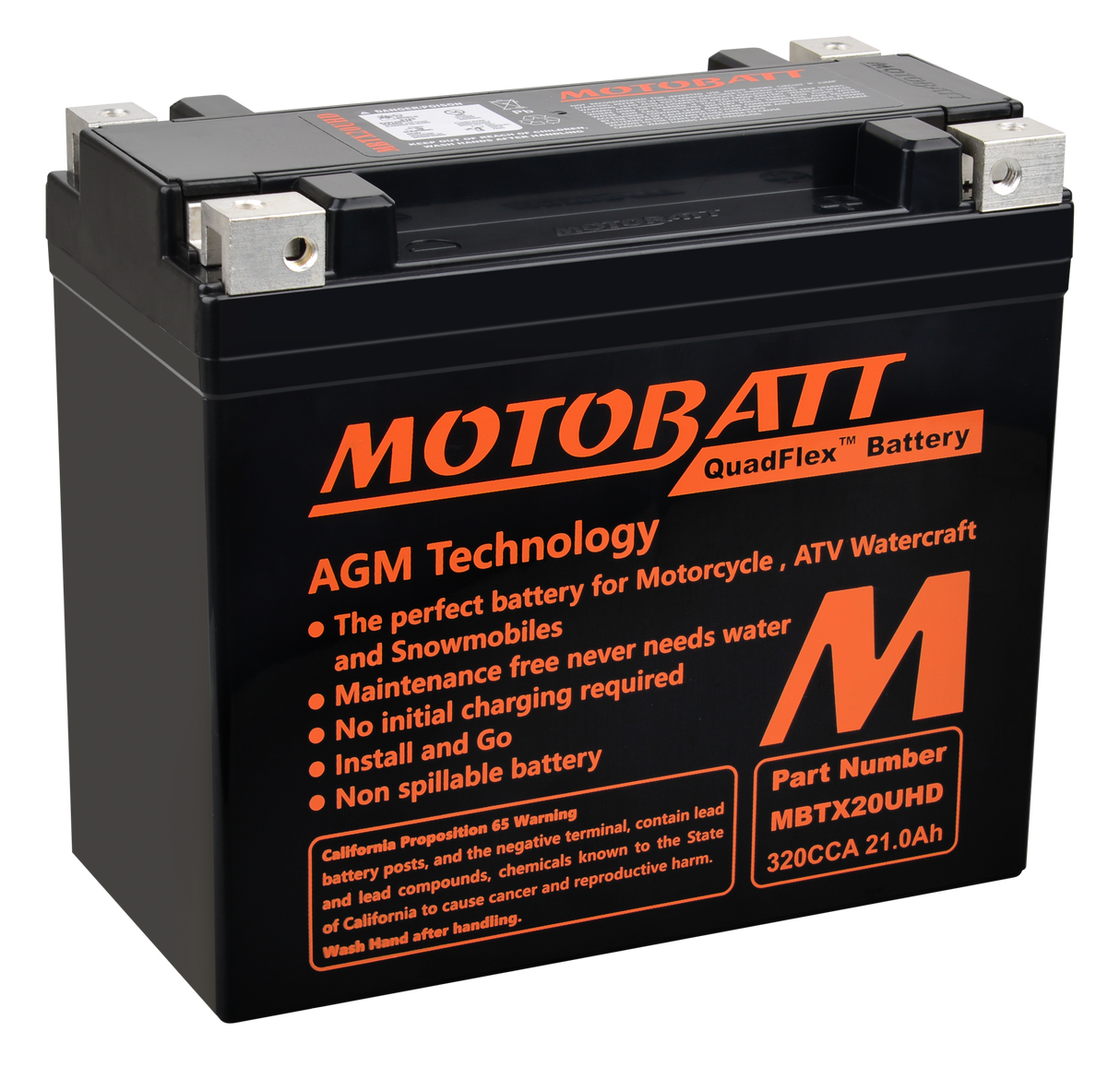 MOTOBATT MBTX20UHD Quadflex Sealed AGM Battery for Harley Davidson Touring, Gold Wing, and Honda Gold Wing Models