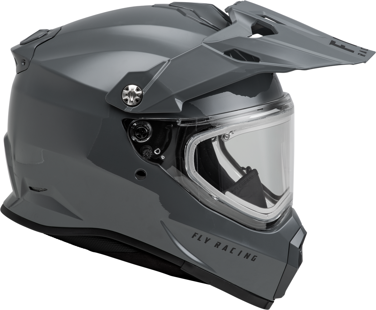 Fly Racing Trekker CW Solid Helmet with Electric Shield in Grey – Small, Fits ATV, Motocross, and Off-Road Vehicles